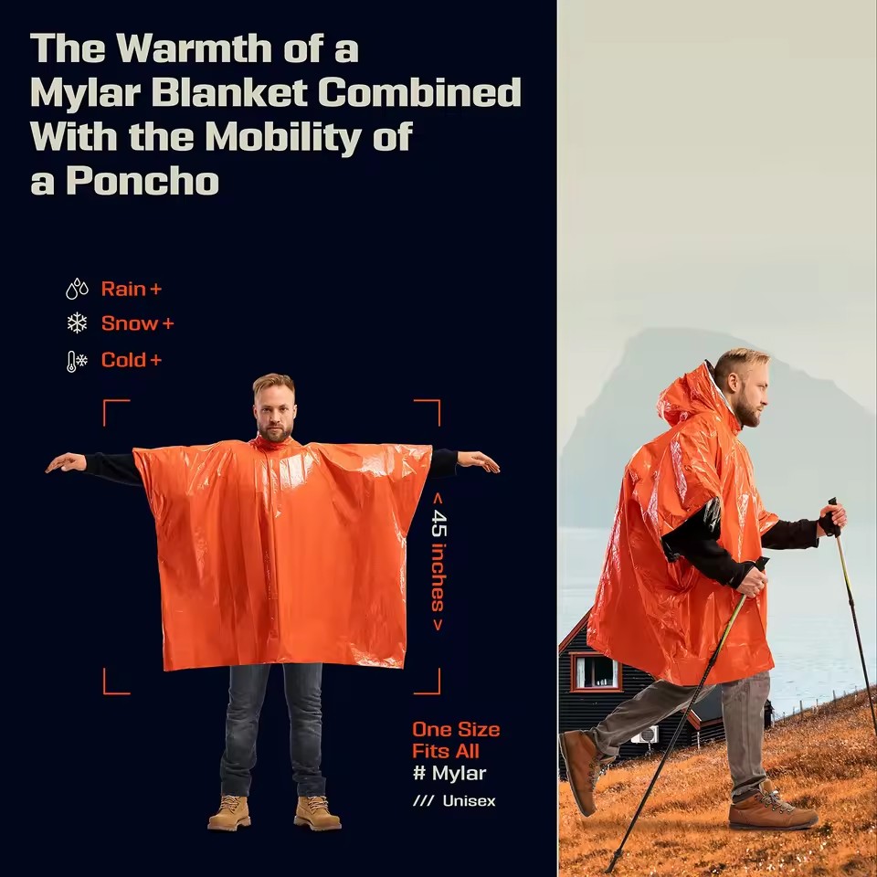 Emergency Poncho Rain - Emergency Survival Rain Hot Poncho Thermal